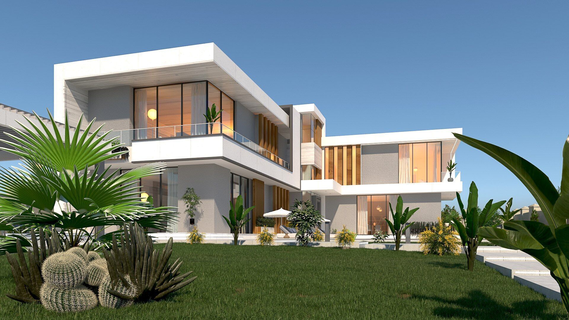 villa Low-poly 3D model_3