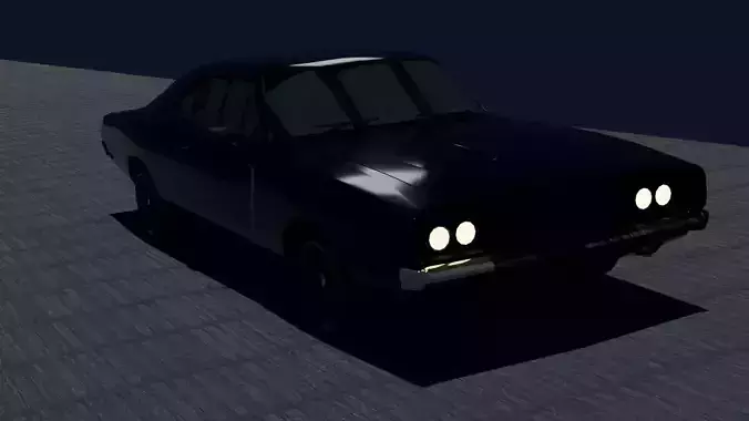 Low-Poly Classic Dodge Muscle Car 3D Model  Game Ready 3D model