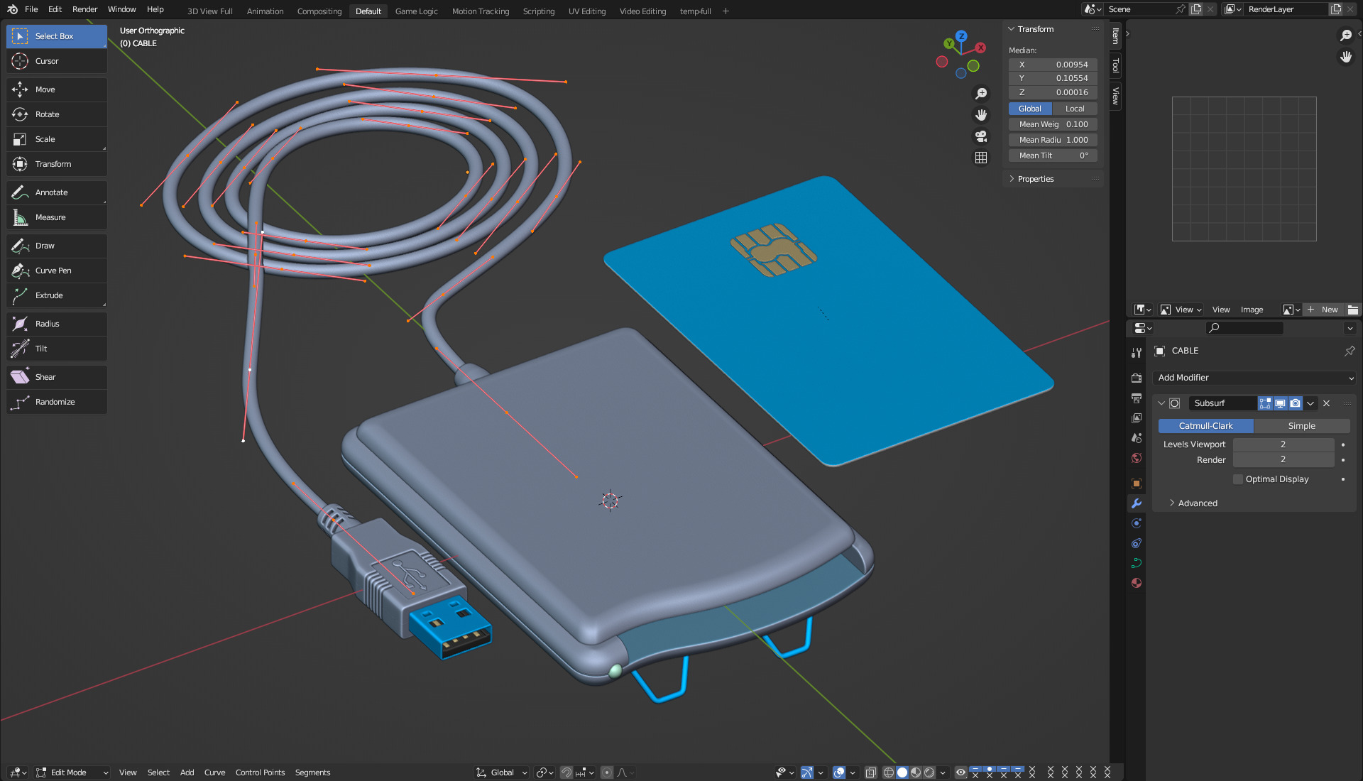 Smart Card Reader 3D model_11