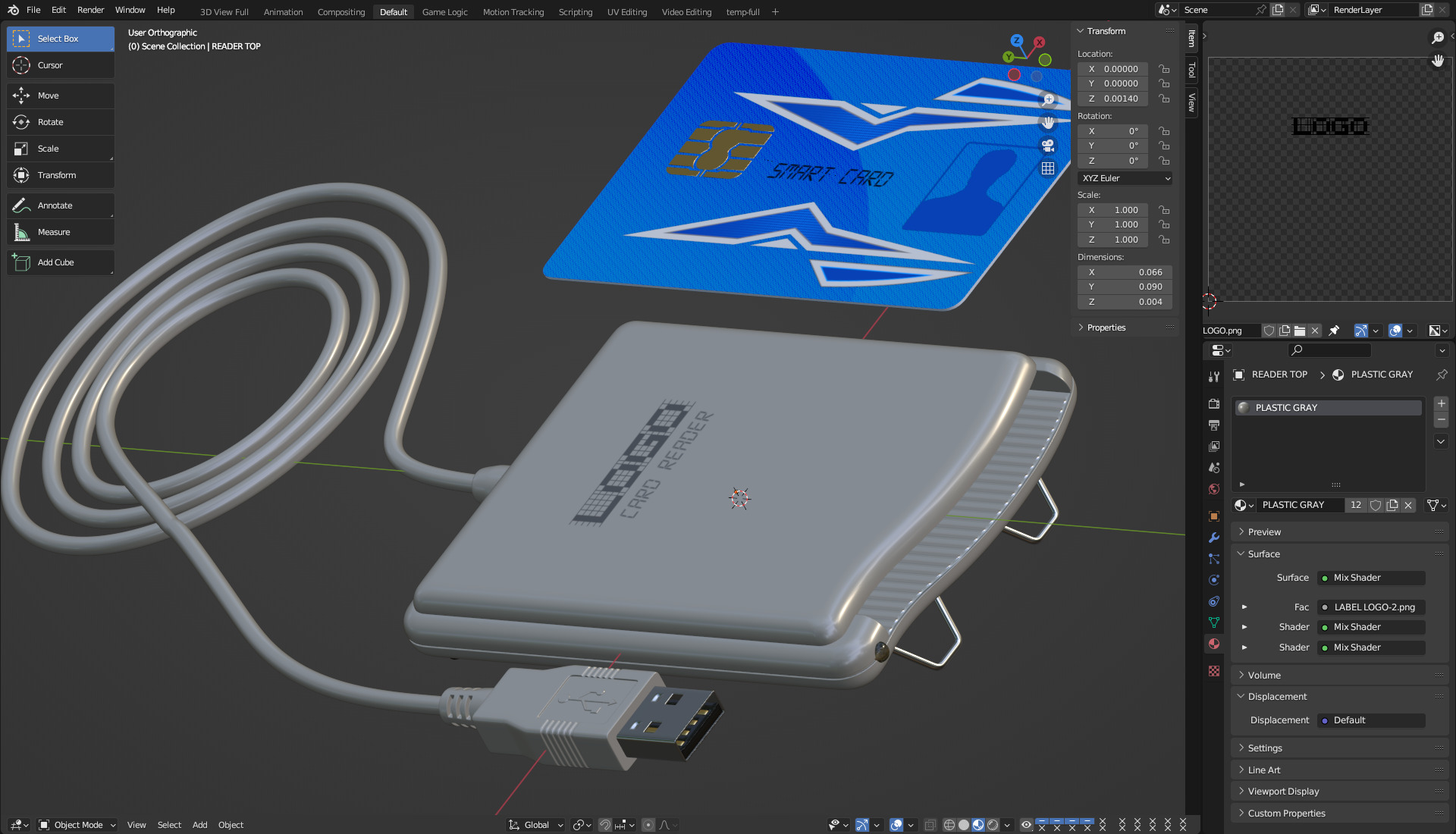 Smart Card Reader 3D model_9