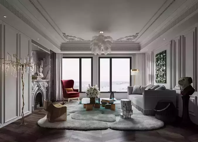 Classic luxury living room scene