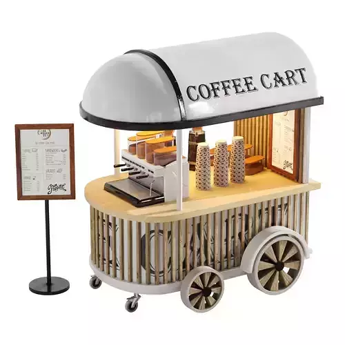 Coffee Cart White set 6 3D model
