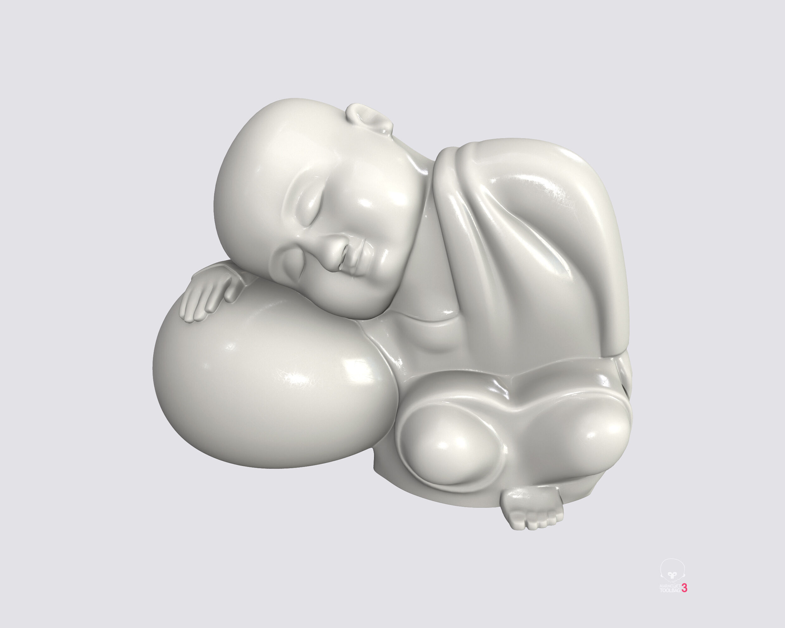 Sleeping monk figurine 3D print model Low-poly 3D model_1