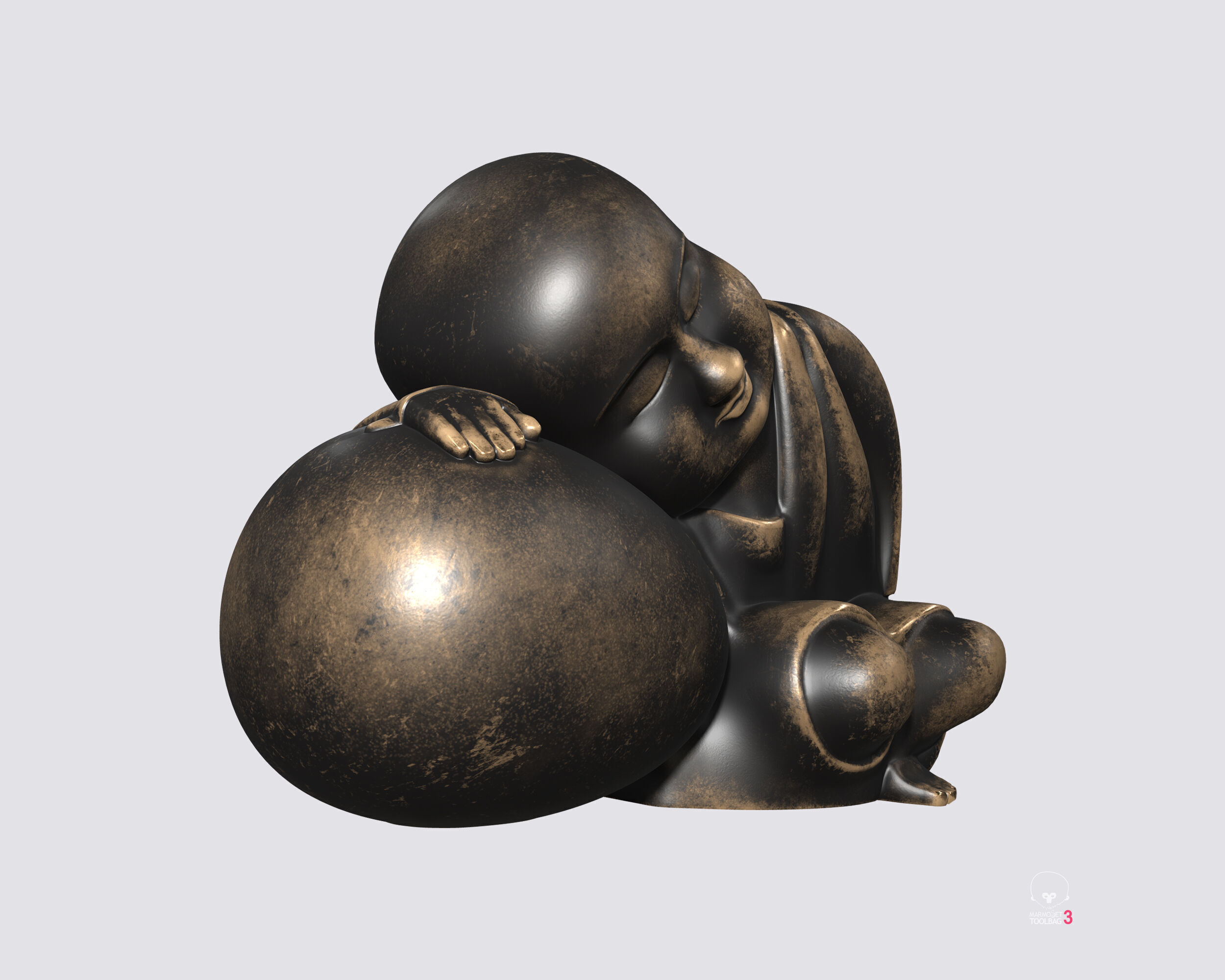 Sleeping monk figurine 3D print model Low-poly 3D model_11