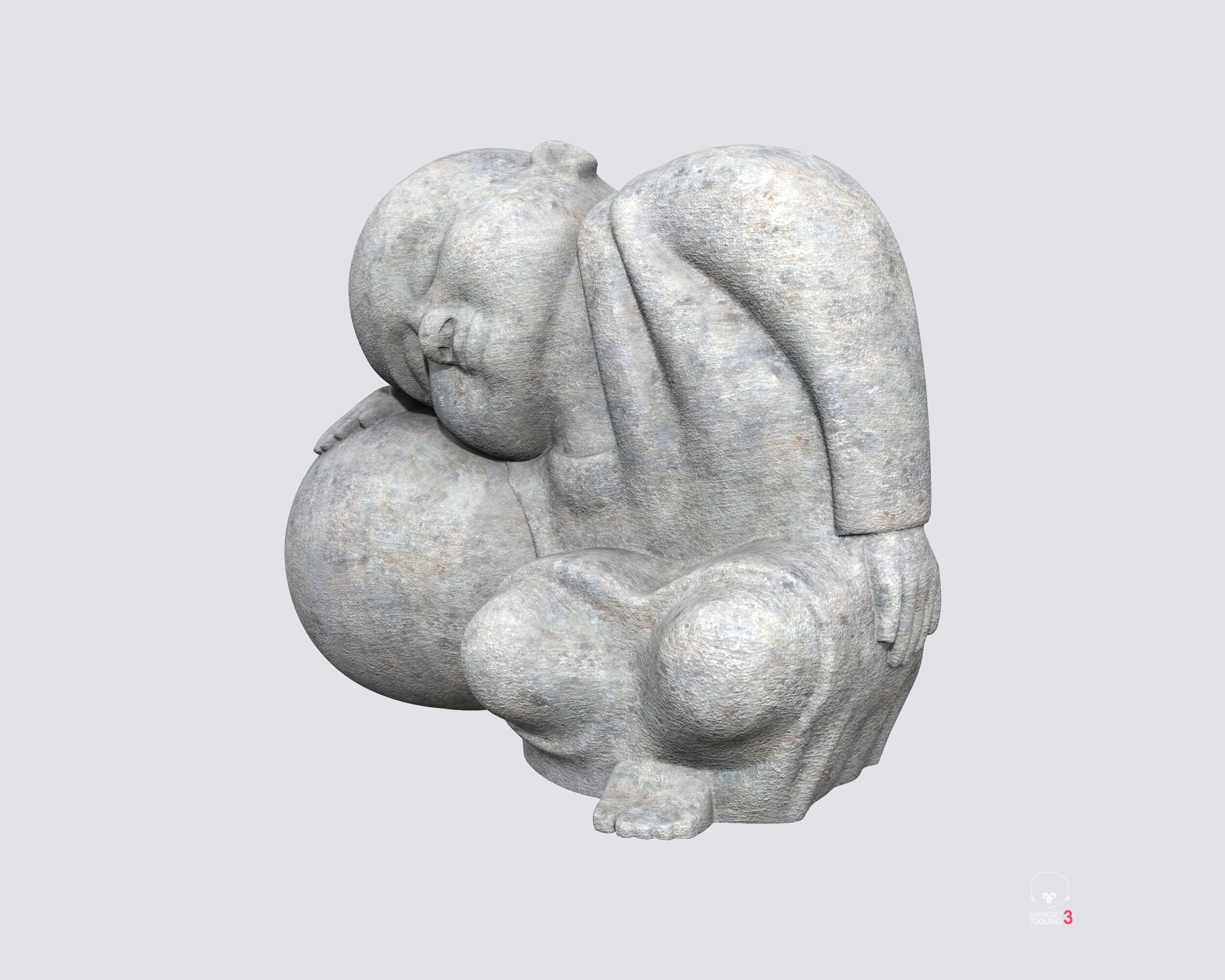 Sleeping monk figurine 3D print model Low-poly 3D model_14