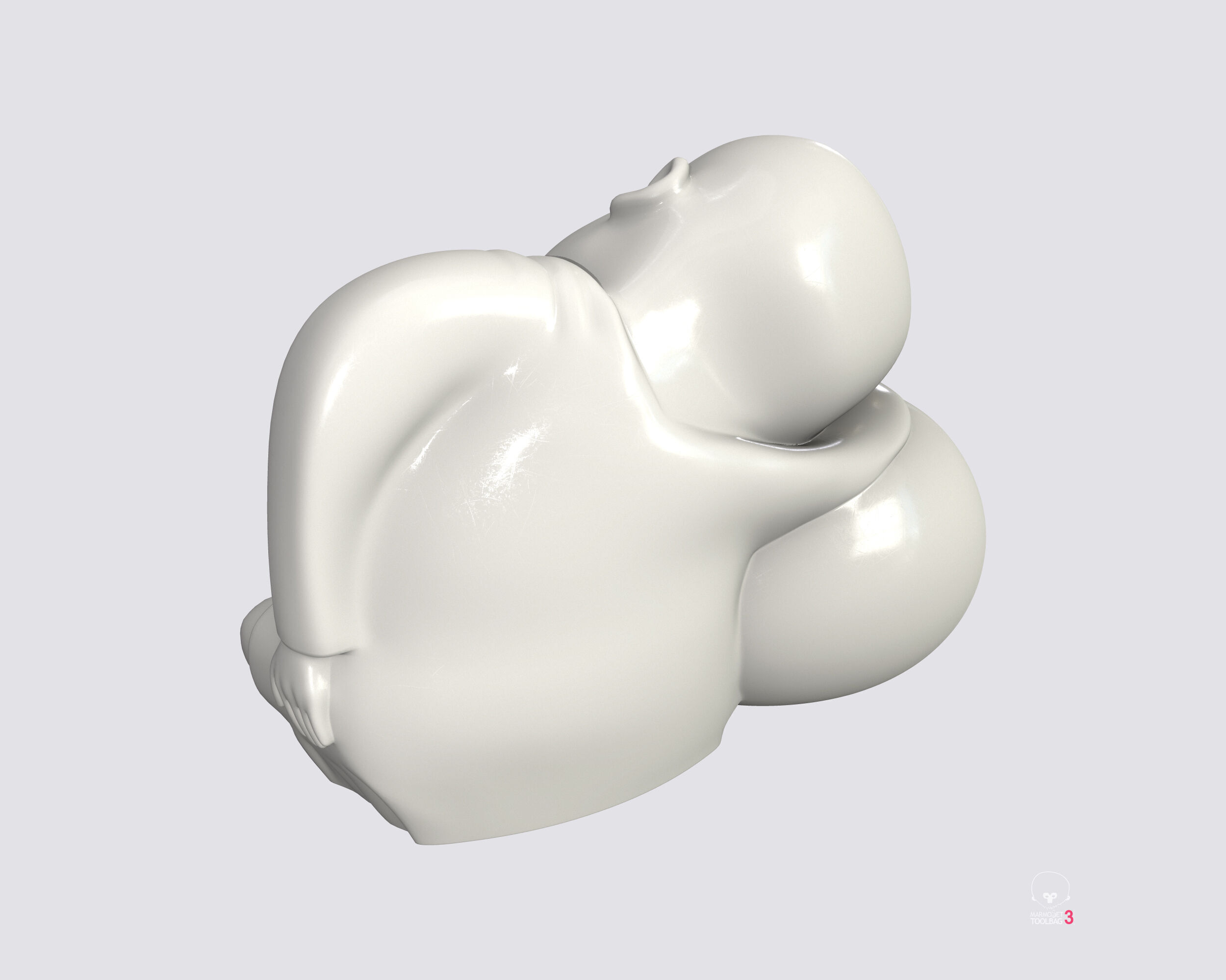 Sleeping monk figurine 3D print model Low-poly 3D model_3