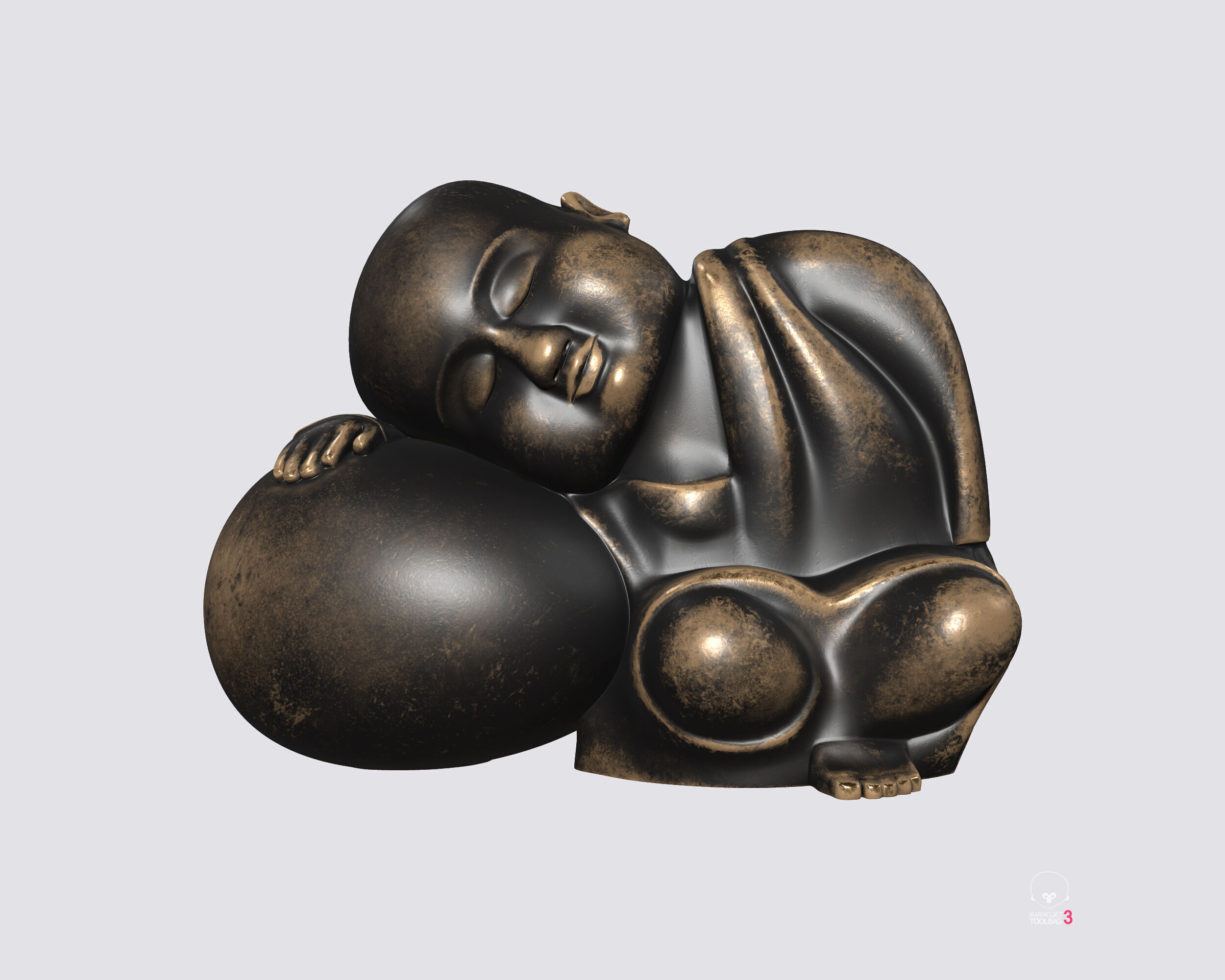 Sleeping monk figurine 3D print model Low-poly 3D model_7
