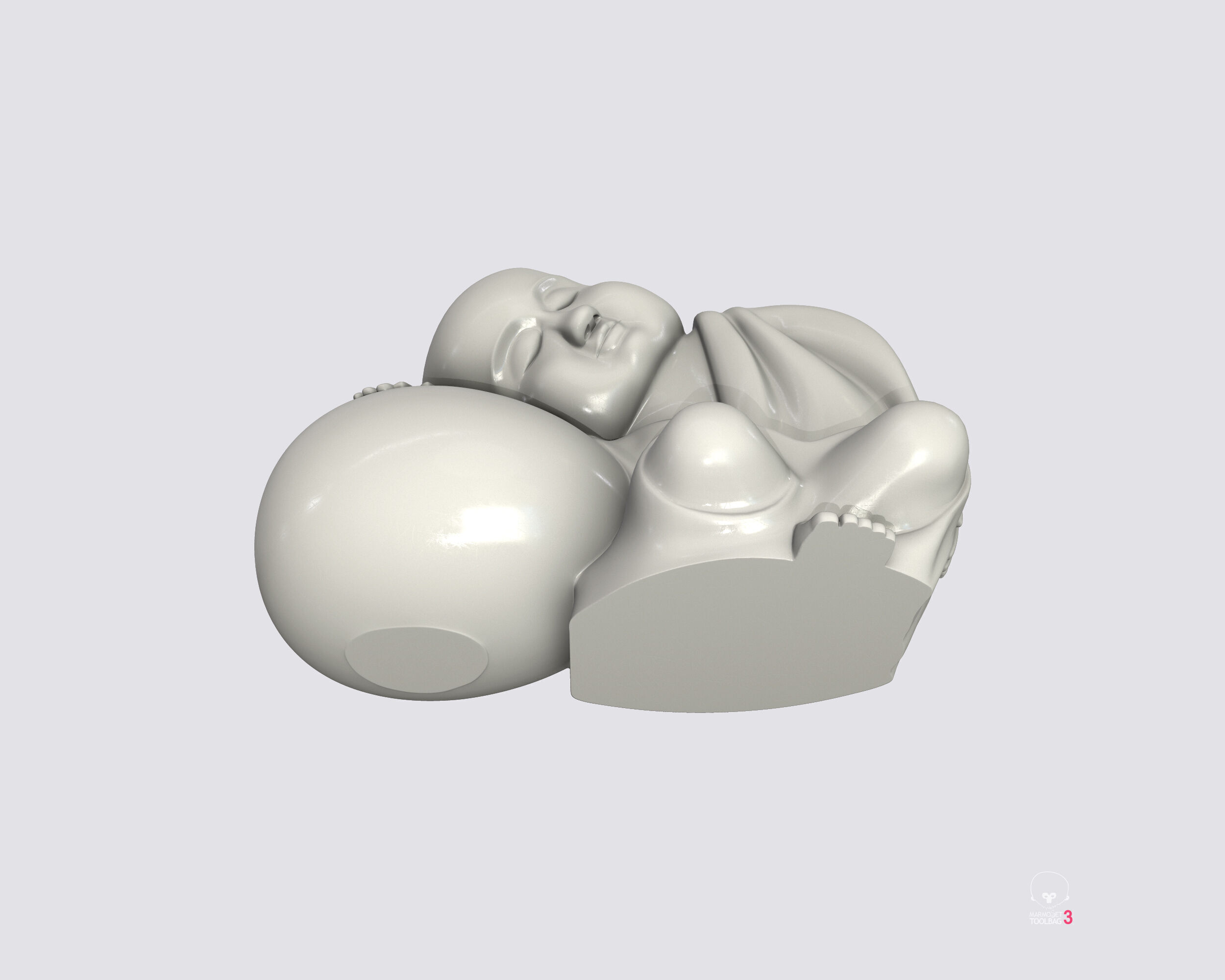 Sleeping monk figurine 3D print model Low-poly 3D model_6
