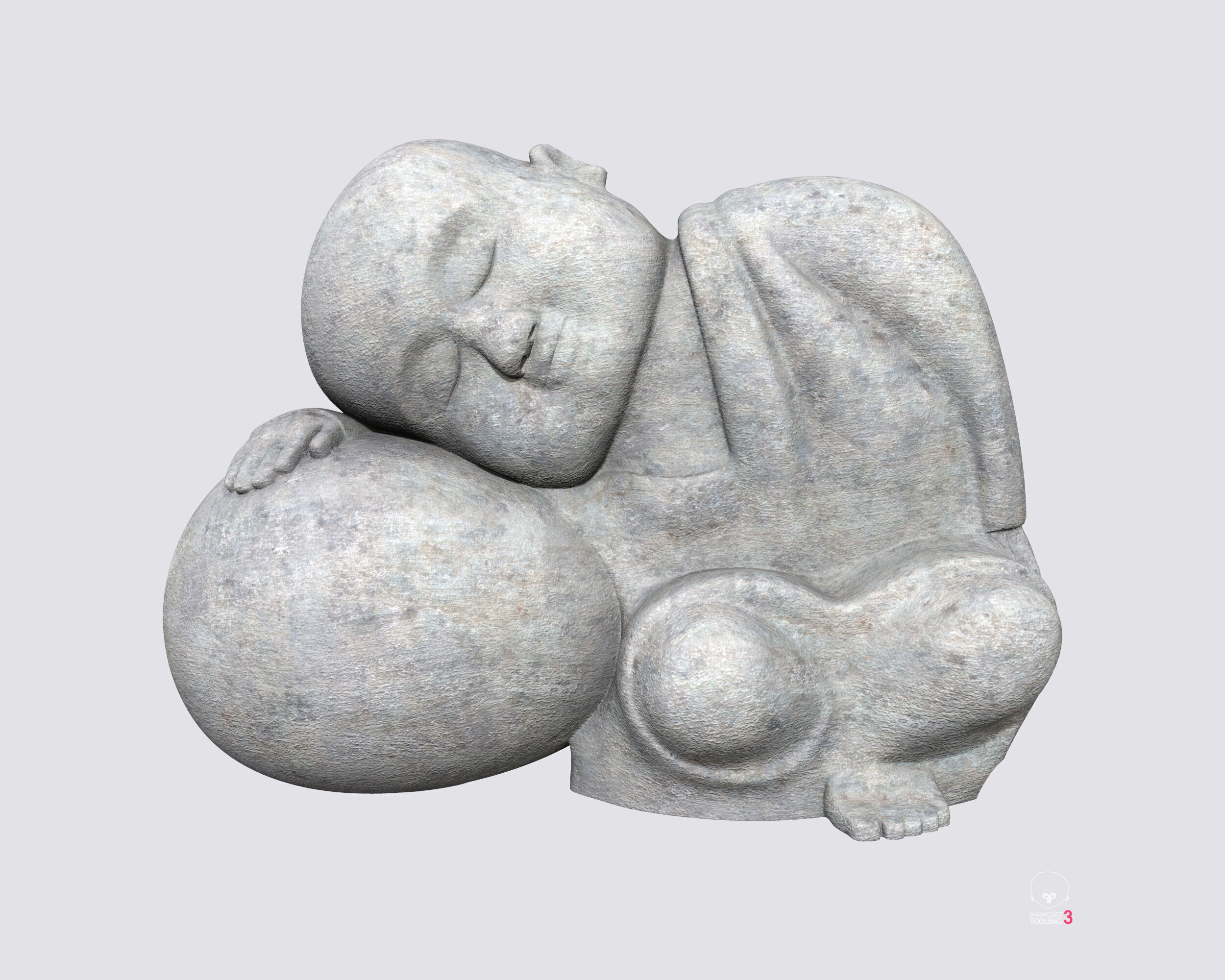 Sleeping monk figurine 3D print model Low-poly 3D model_13