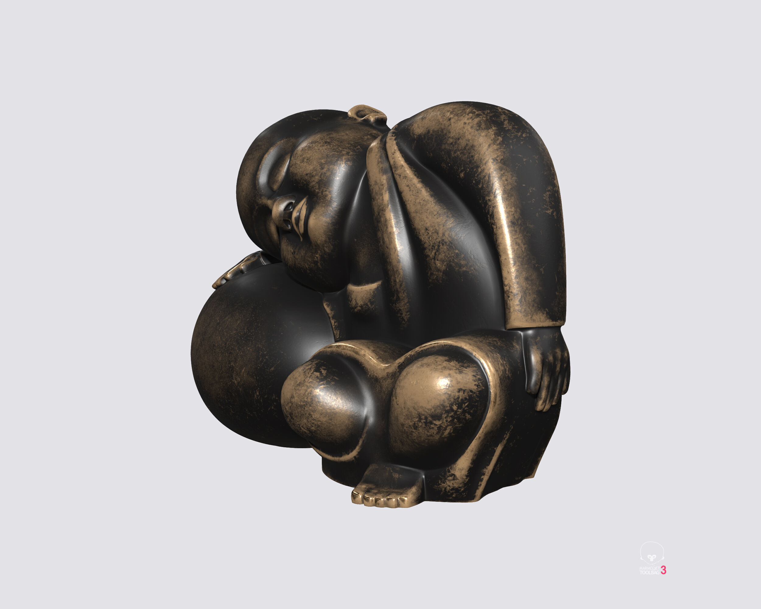 Sleeping monk figurine 3D print model Low-poly 3D model_8