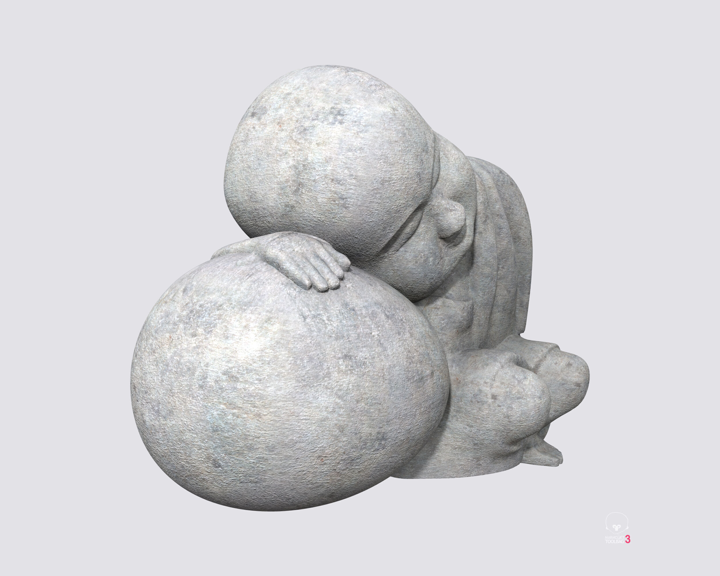 Sleeping monk figurine 3D print model Low-poly 3D model_17