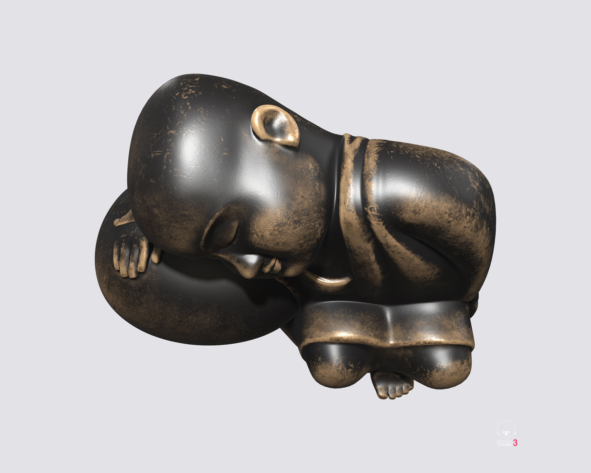 Sleeping monk figurine 3D print model Low-poly 3D model_12