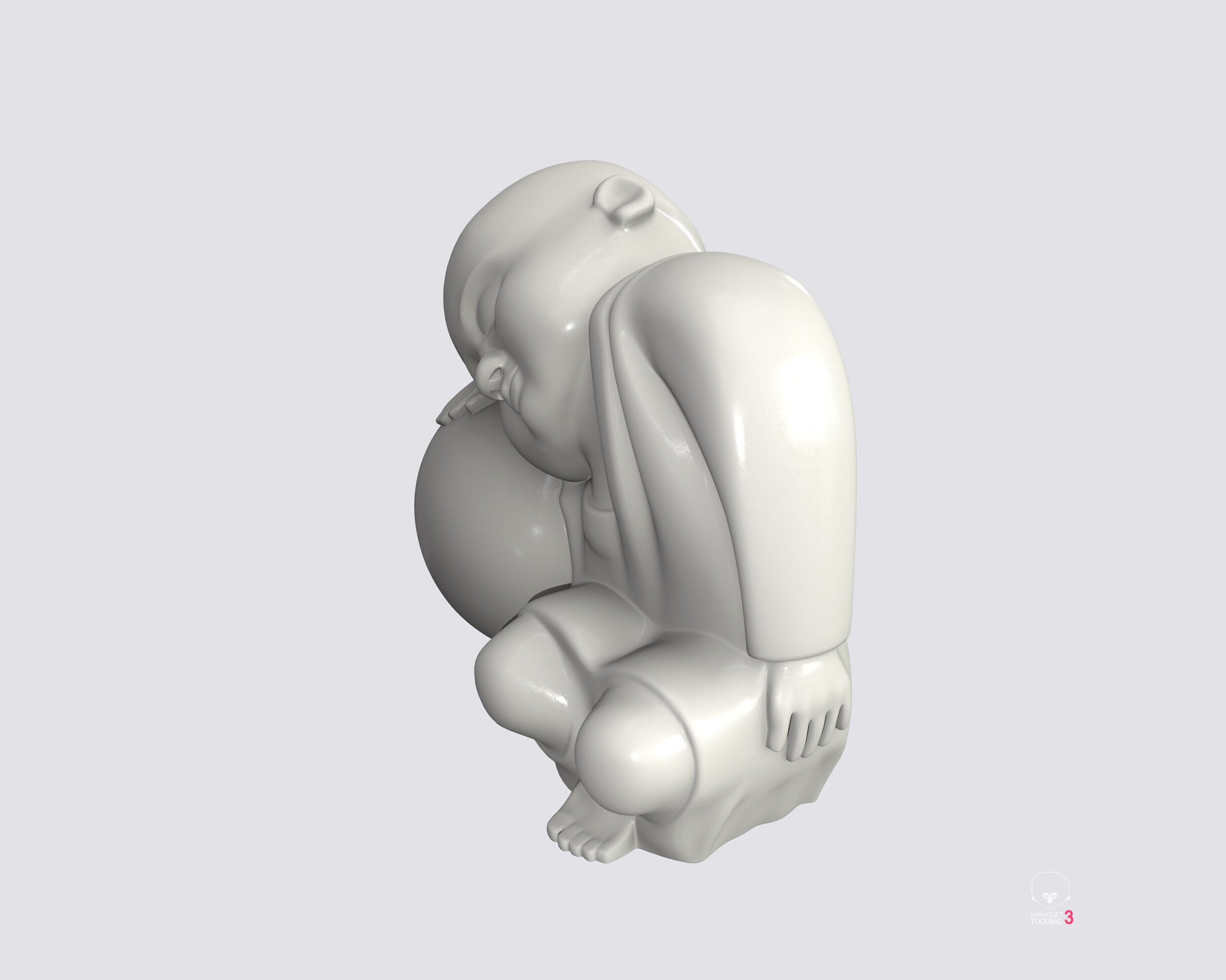 Sleeping monk figurine 3D print model Low-poly 3D model_2
