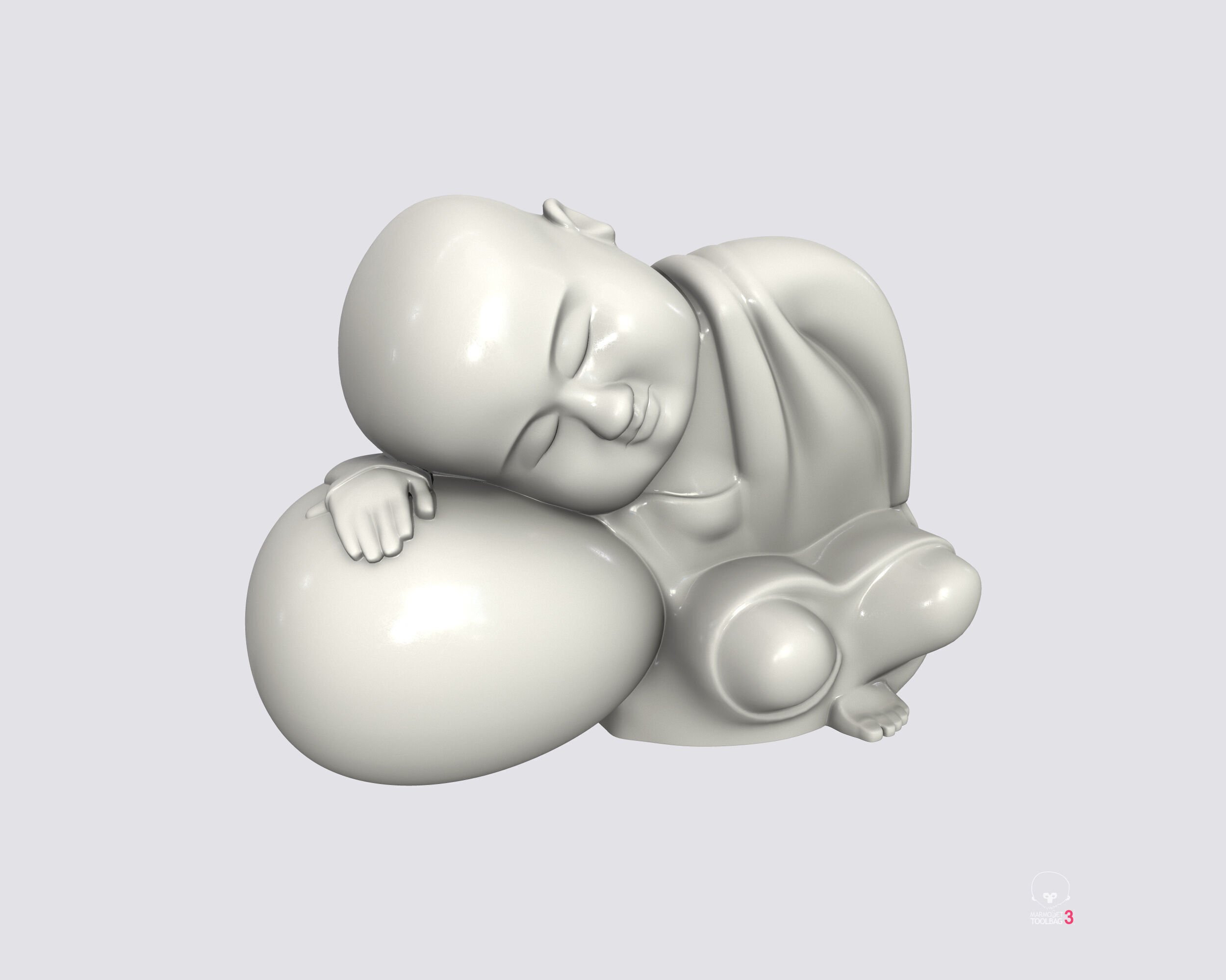 Sleeping monk figurine 3D print model Low-poly 3D model_5