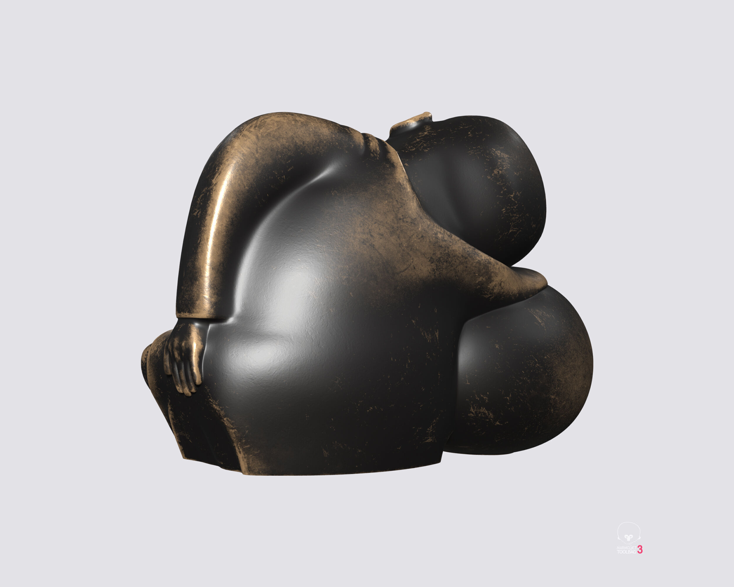 Sleeping monk figurine 3D print model Low-poly 3D model_9