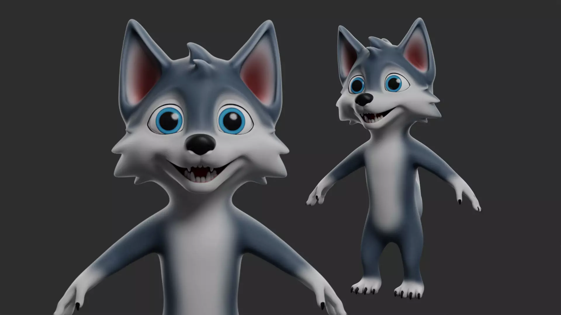  Wolf Cartoon Low-poly 3D model_0