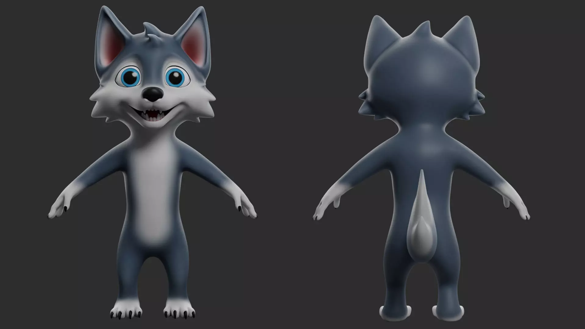  Wolf Cartoon Low-poly 3D model_1