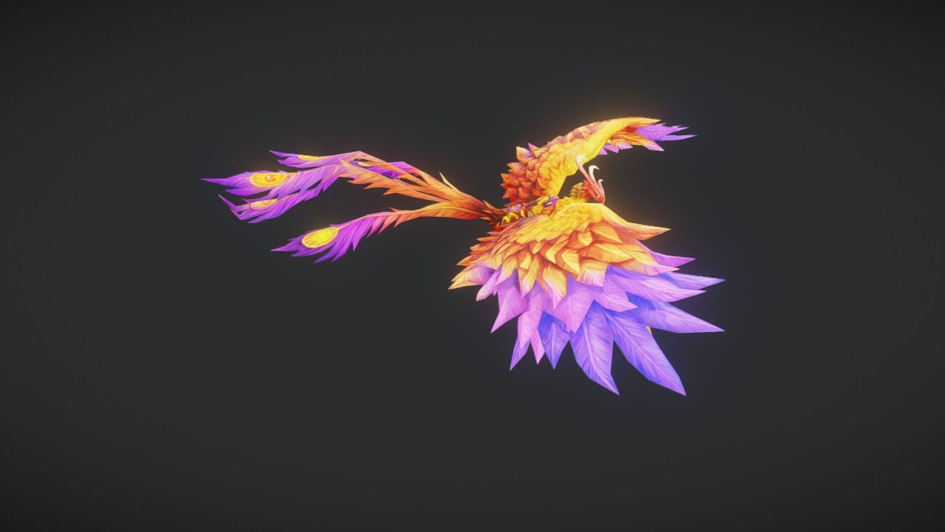 Fire Phoenix Animation Low-poly 3D model_2