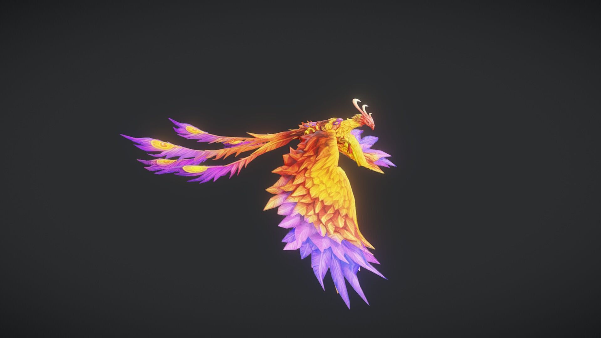 Fire Phoenix Animation Low-poly 3D model_3