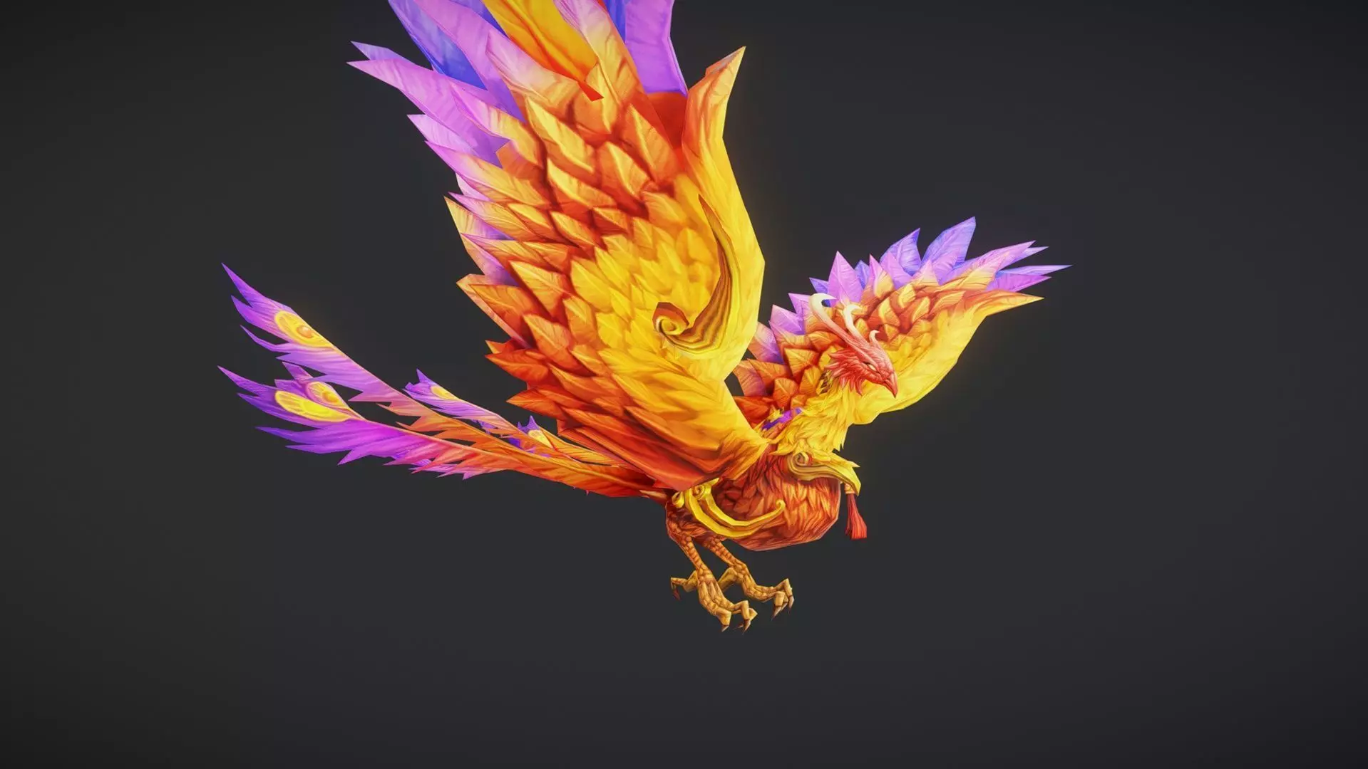 Fire Phoenix Animation Low-poly 3D model_0
