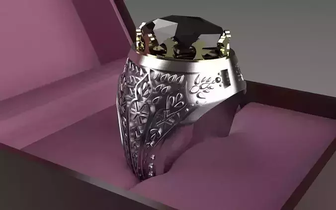 Men ring Cross with two Gemstone head