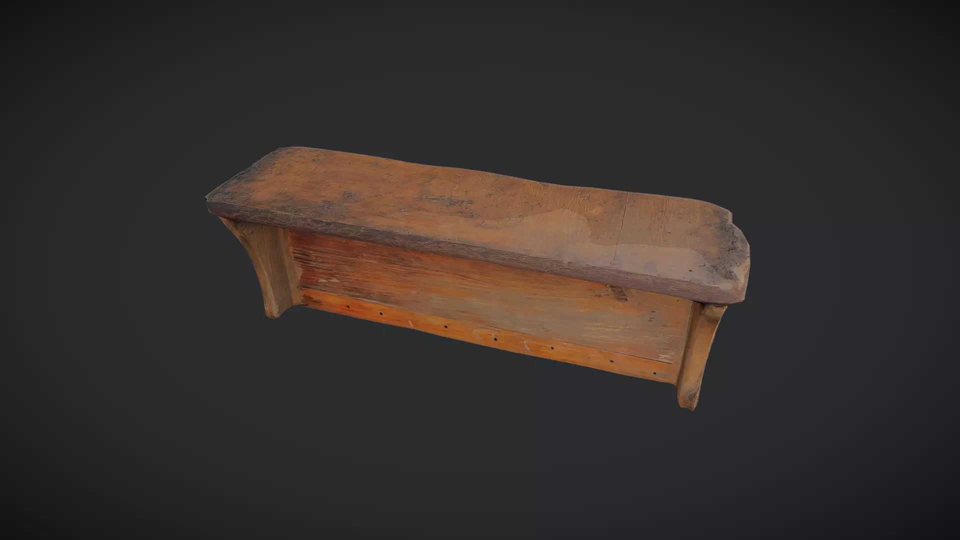 Decayed Wooden Shelf Low-poly 3D model_0