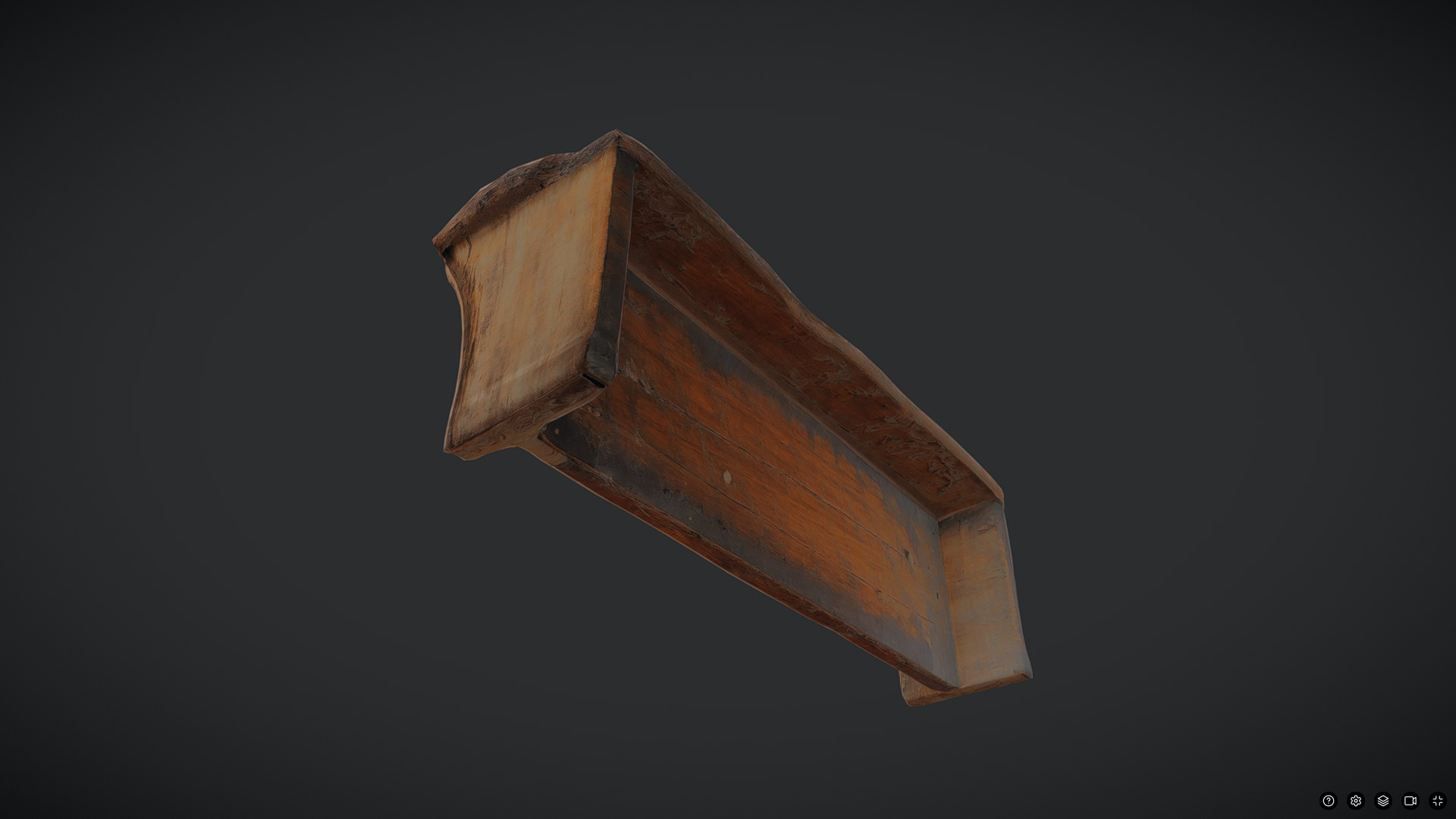 Decayed Wooden Shelf Low-poly 3D model_3