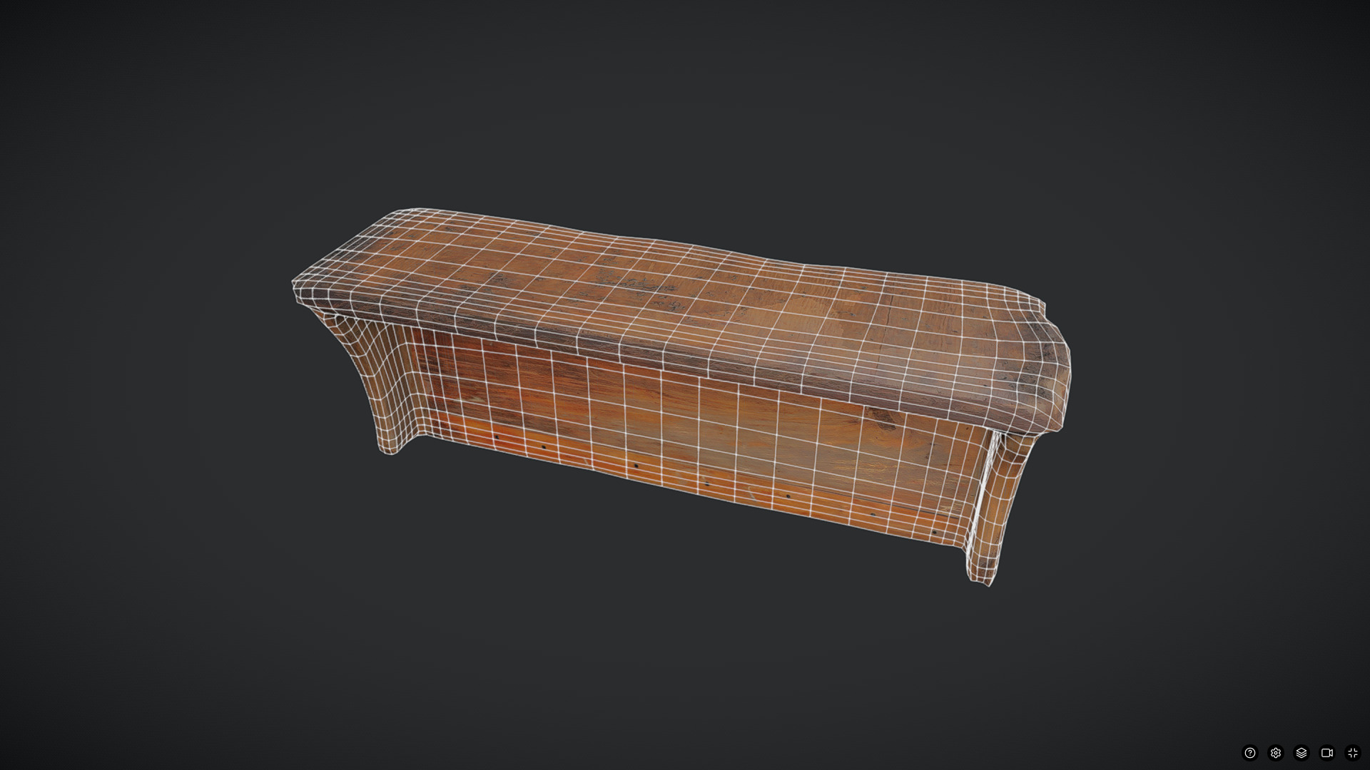 Decayed Wooden Shelf Low-poly 3D model_2