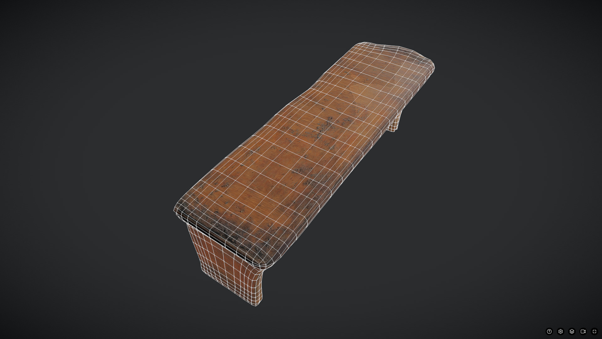 Decayed Wooden Shelf Low-poly 3D model_6