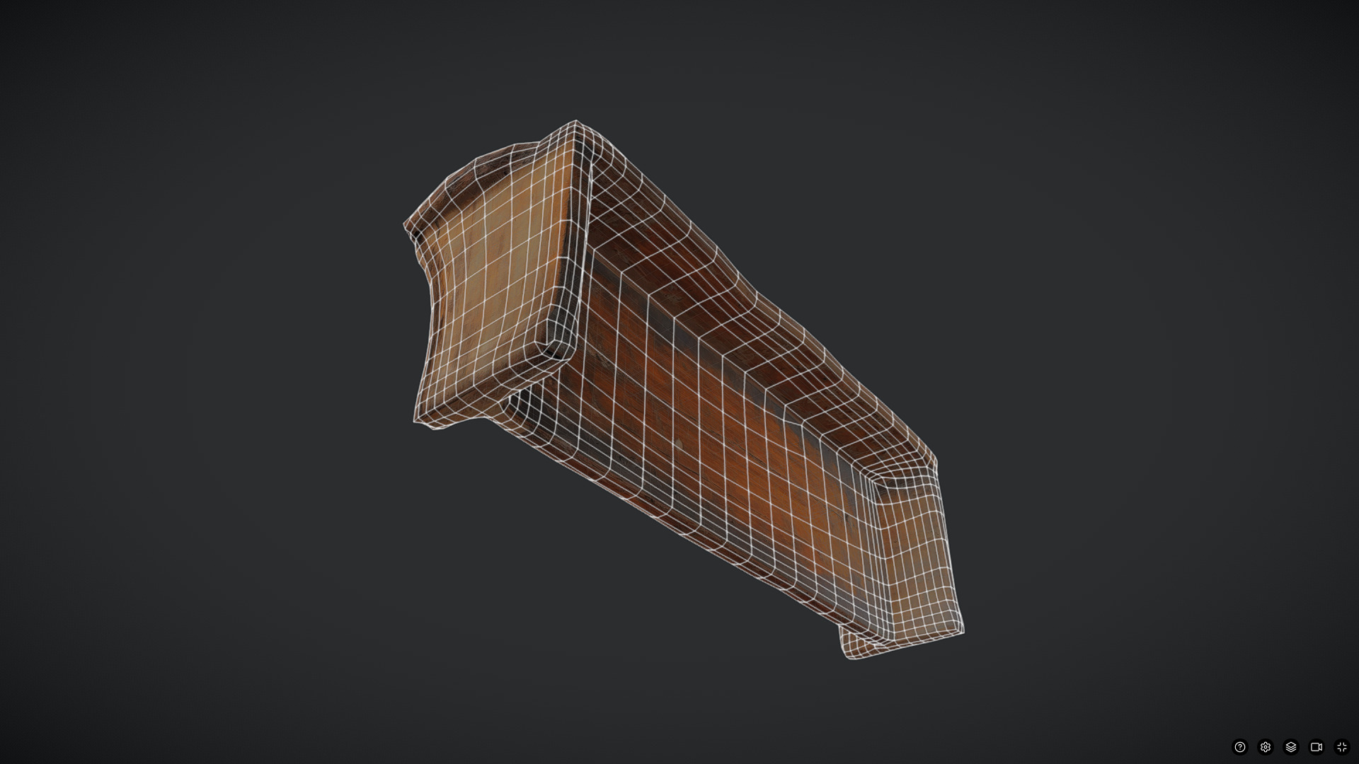 Decayed Wooden Shelf Low-poly 3D model_4