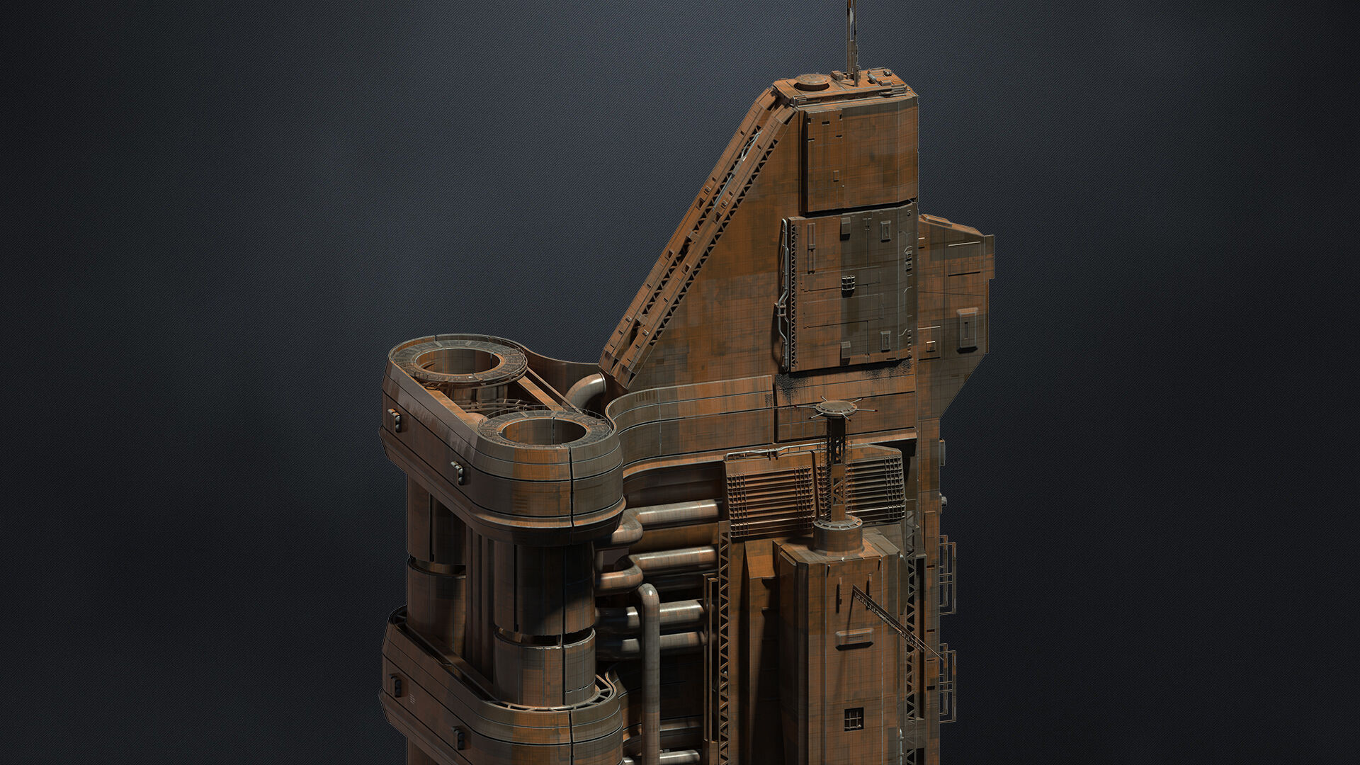 SUB-D Scifi Megascale Industrial Building 02 3D model_1