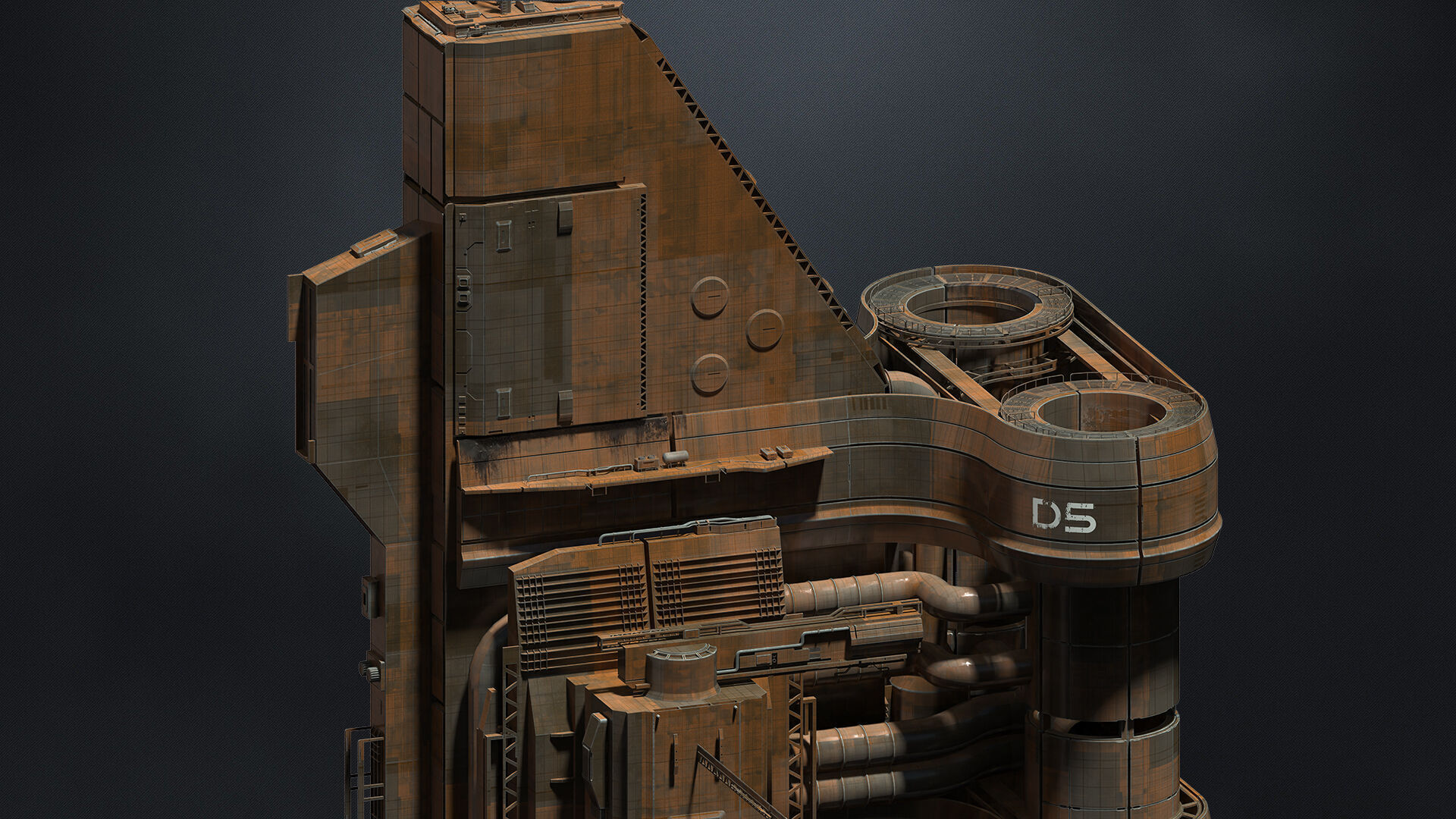 SUB-D Scifi Megascale Industrial Building 02 3D model_2