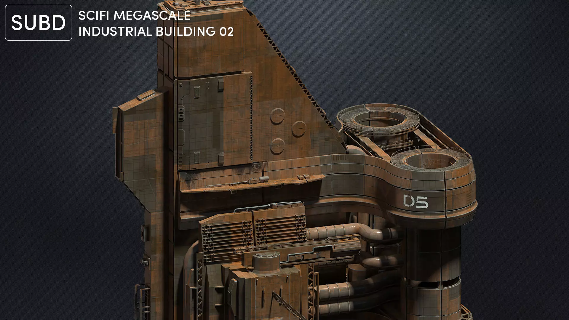 SUB-D Scifi Megascale Industrial Building 02 3D model_0