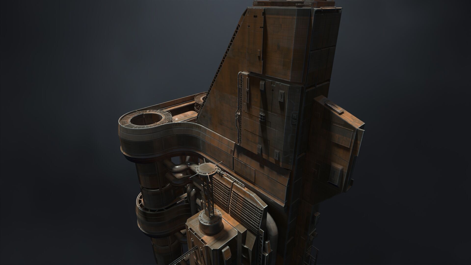 SUB-D Scifi Megascale Industrial Building 02 3D model_7