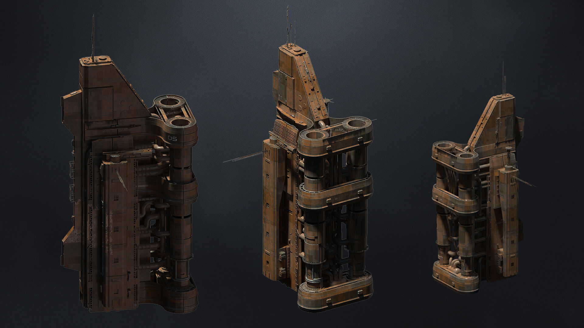 SUB-D Scifi Megascale Industrial Building 02 3D model_4