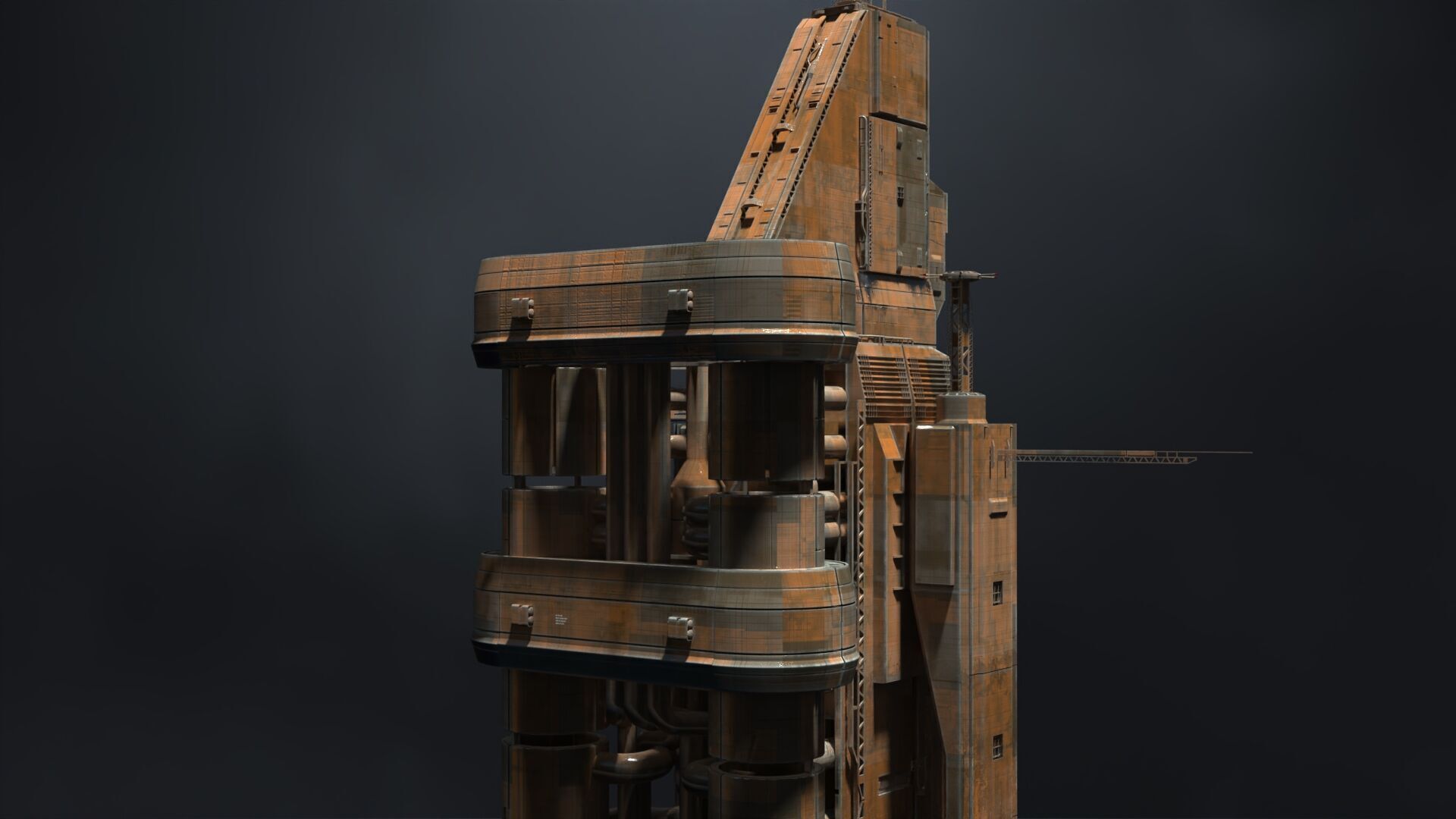 SUB-D Scifi Megascale Industrial Building 02 3D model_8