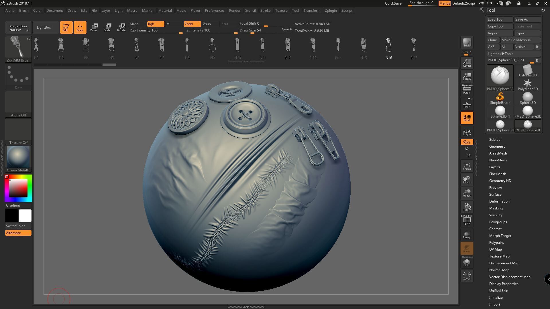 Cloth 3D Model and 75 Zbrush and Blender Brushes Low-poly 3D model_6