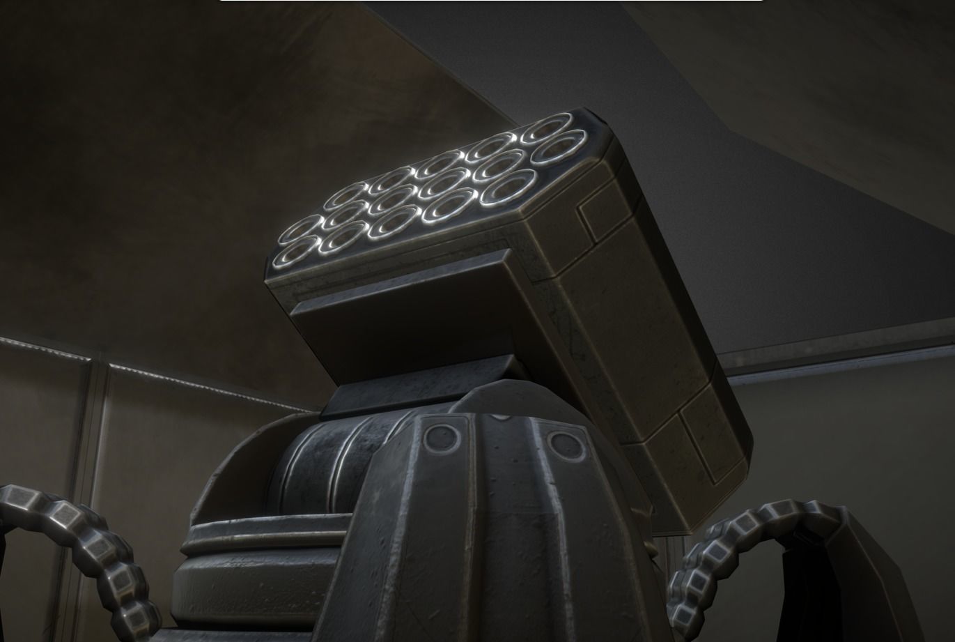 Futuristic Air Defense Gun Tower Animated Low-poly 3D model_24