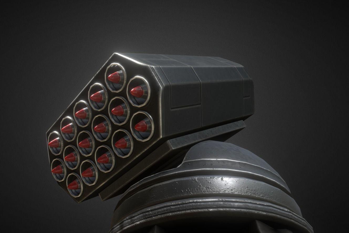 Futuristic Air Defense Gun Tower Animated Low-poly 3D model_19