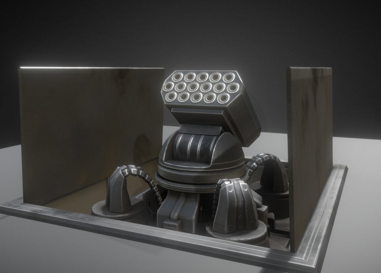 Futuristic Air Defense Gun Tower Animated Low-poly 3D model_23