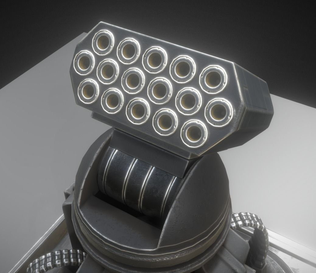 Futuristic Air Defense Gun Tower Animated Low-poly 3D model_10