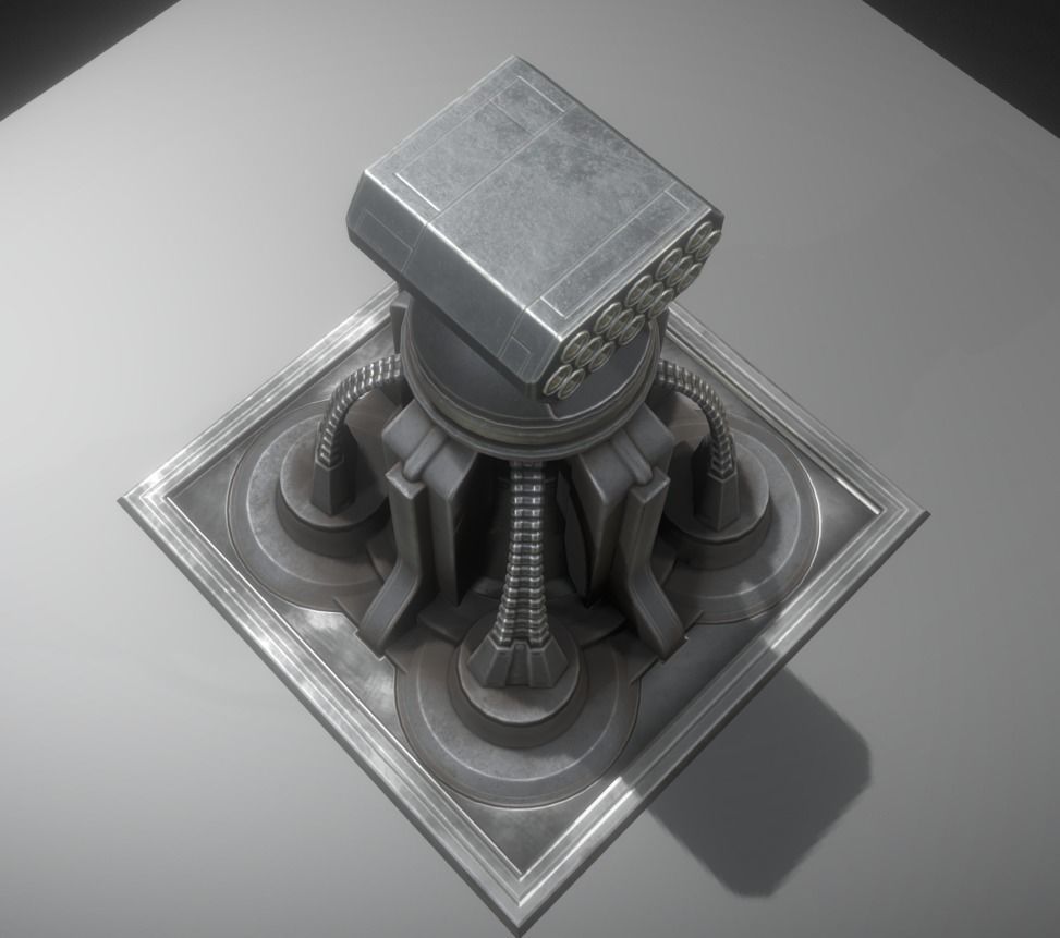 Futuristic Air Defense Gun Tower Animated Low-poly 3D model_5