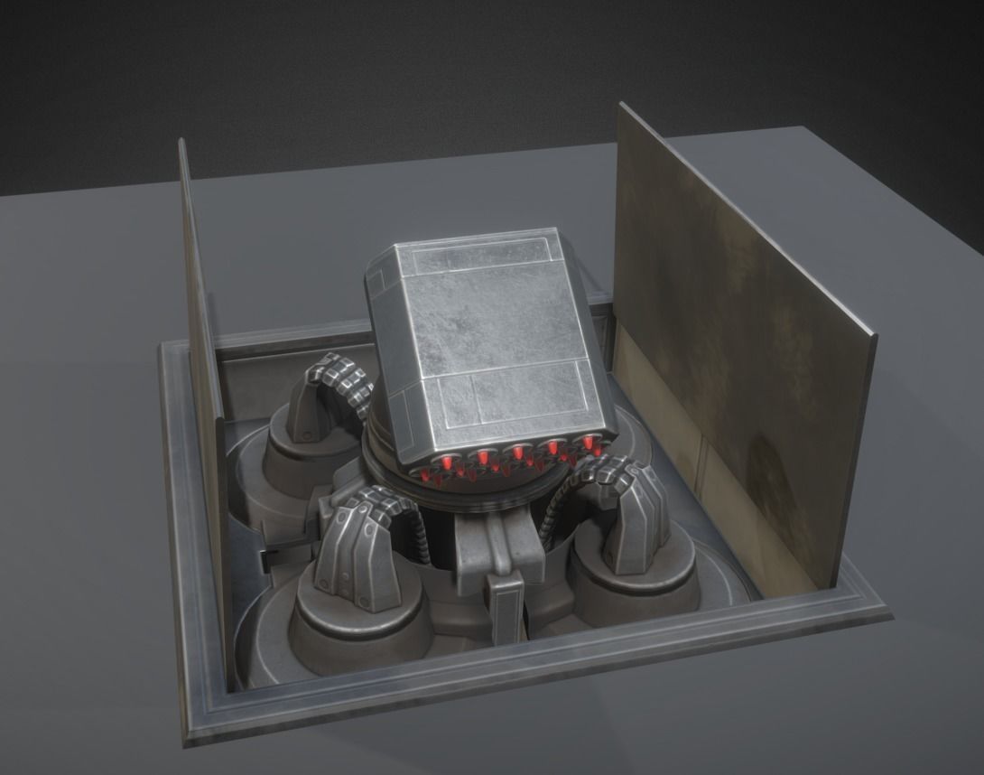 Futuristic Air Defense Gun Tower Animated Low-poly 3D model_13