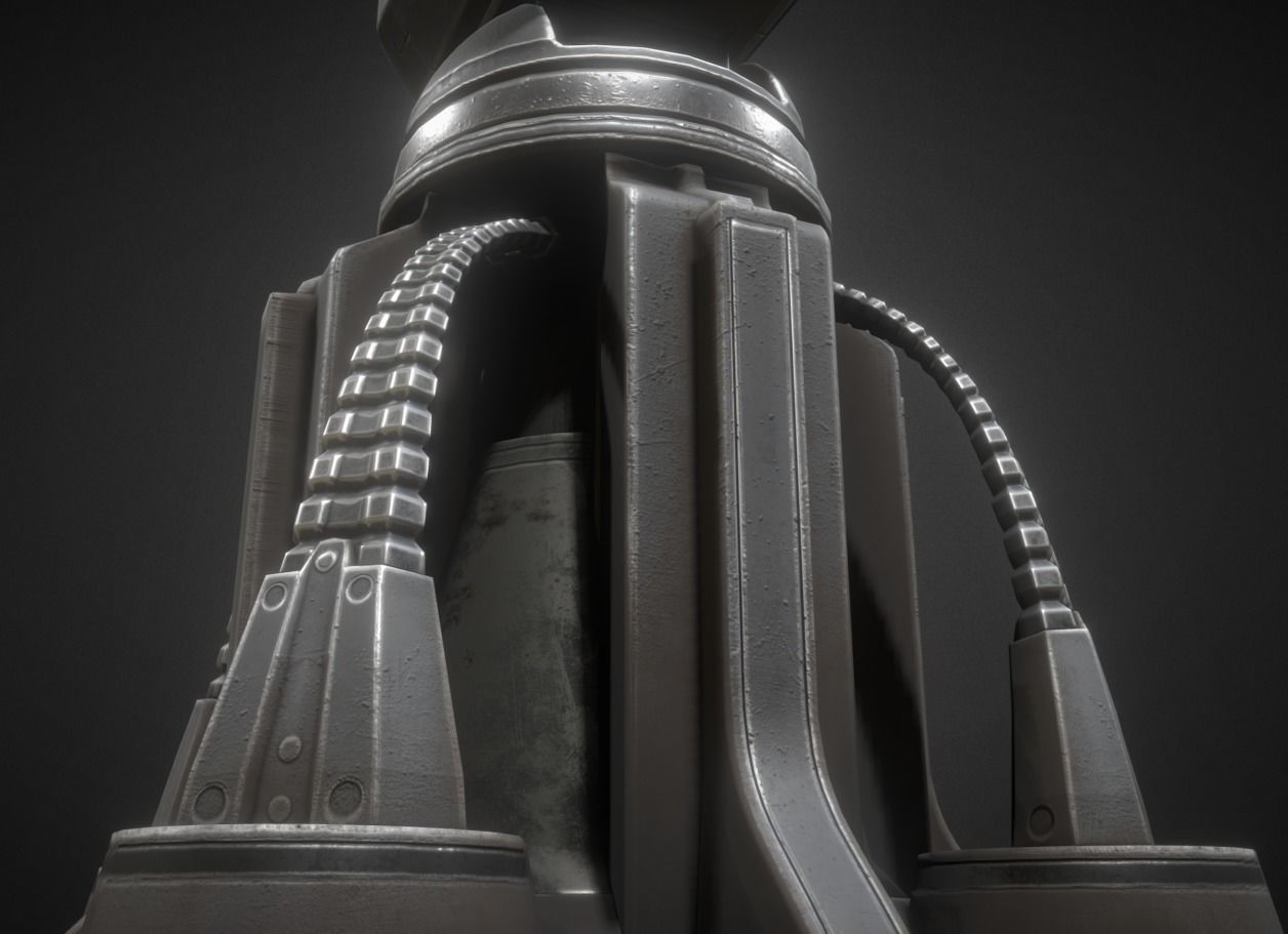 Futuristic Air Defense Gun Tower Animated Low-poly 3D model_18