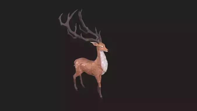 Animated Sika Deer  Low-poly 3D model