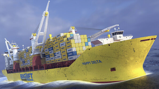 Heavy Lift Container Cargo Ship - BigLift Livery - Low-poly 3D model