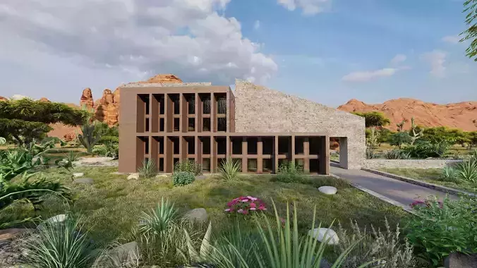 Forest villa-Casa Scene-Modern Villa 3D model