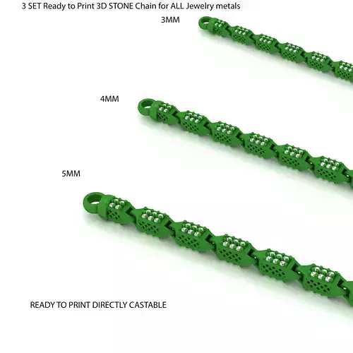 3 SET Ready to Print 3D STONE  Chain for ALL Jewelry metals