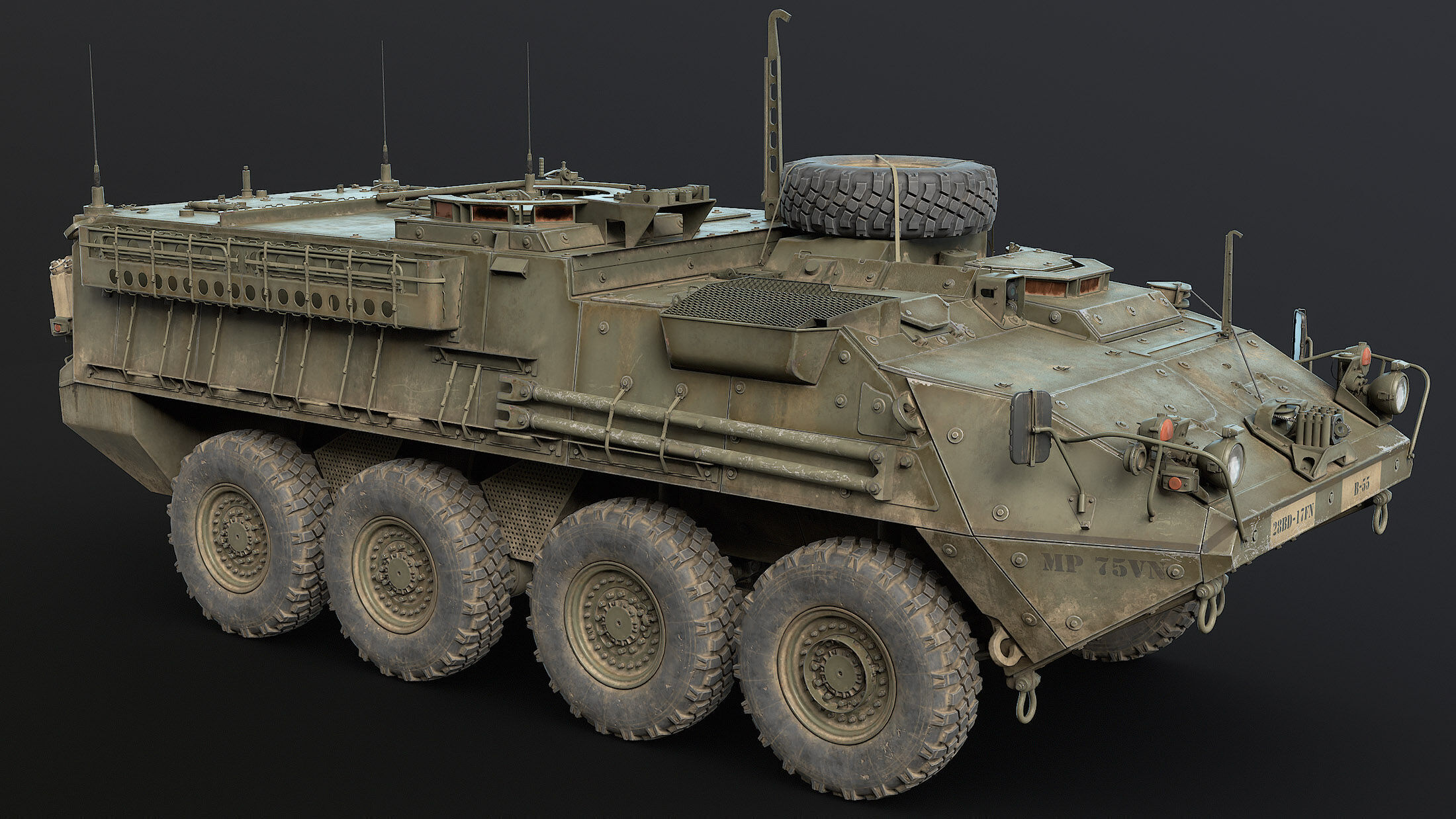 M1126 Stryker Unarmed Game Ready Low-poly 3D model_7