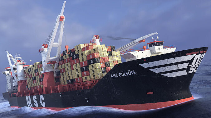 Heavy Lift Container Cargo Ship - MSC - Low-poly 3D model
